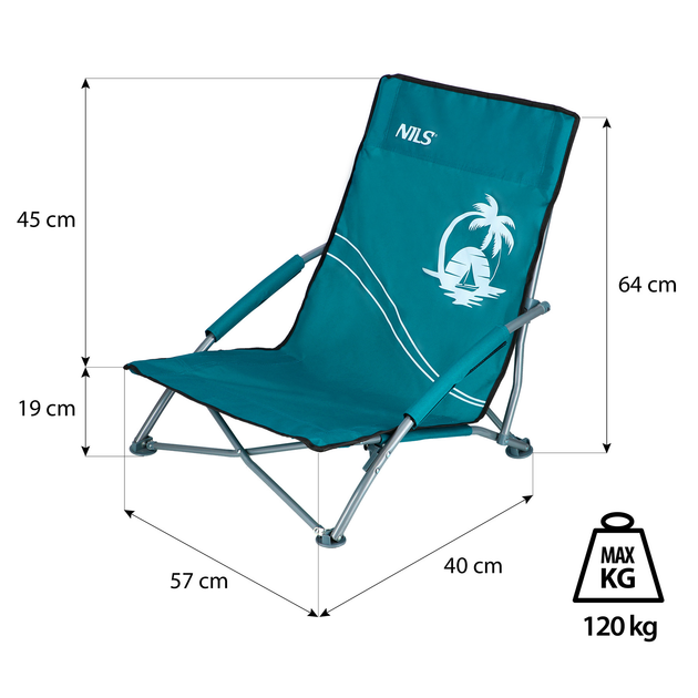 Пляжне крісло Nils Camp NC3035 Бірюзове (5907695555264) - зображення 10