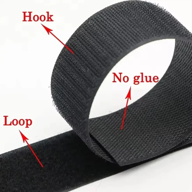 Стрічка липучка пришивна Velcro без клейової основи 50 мм/50 см Чорна - Фото 3 Стрічка липучка пришивна Velcro без клейової основи 50 мм/50 см Чорна - зображення 3