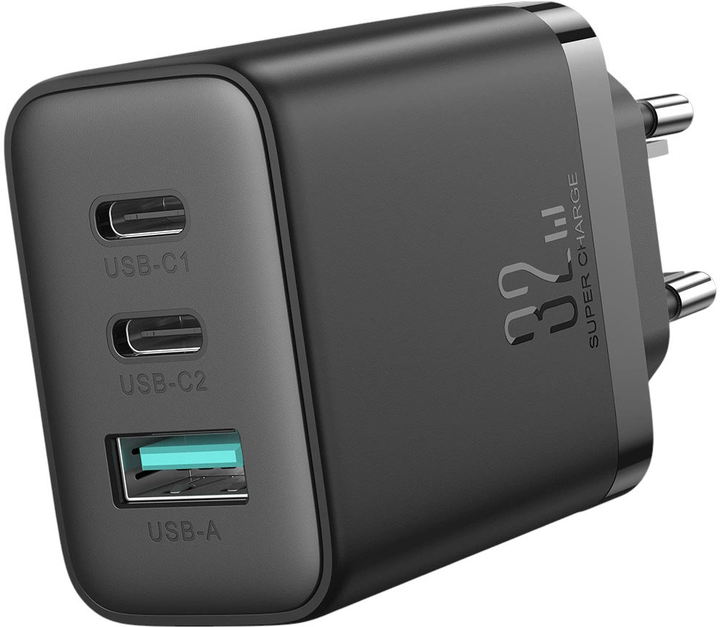 Ładowarka sieciowa JOYROOM JR-TCF10 2xUSB-C 1xUSB-A 32W PD 3.0 Black (6941237111807) - obraz 2