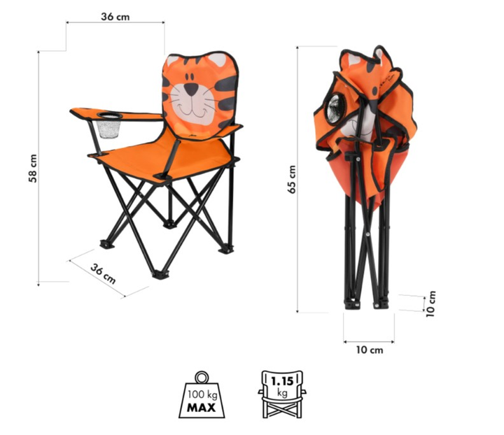 Krzesełko dziecięce turystyczne Nils Fun NC3305 Tiger (5908261680908) - obraz 5