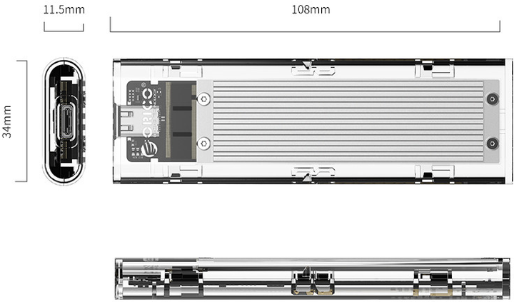 Obudowa dysku Orico TCM2-C3 M.2 NVME USB-C Silver (6942227137814) - obraz 3