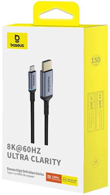 Кабель Baseus BS-OH064 USB-C - HDMI 1.5 м Black (6932172650803) - зображення 2
