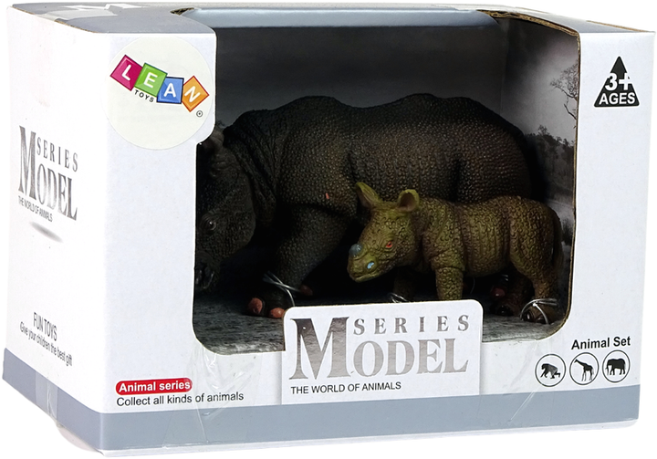 Zestaw figurek Lean Toys Zwierzęta Świata Nosorożec z Młodym 2 szt (5905214971205) - obraz 1