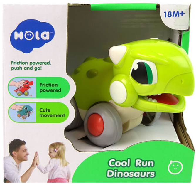 Figurka Lean Toys Dinozaur na kółkach Zielona 14 cm (5905214977030) - obraz 1