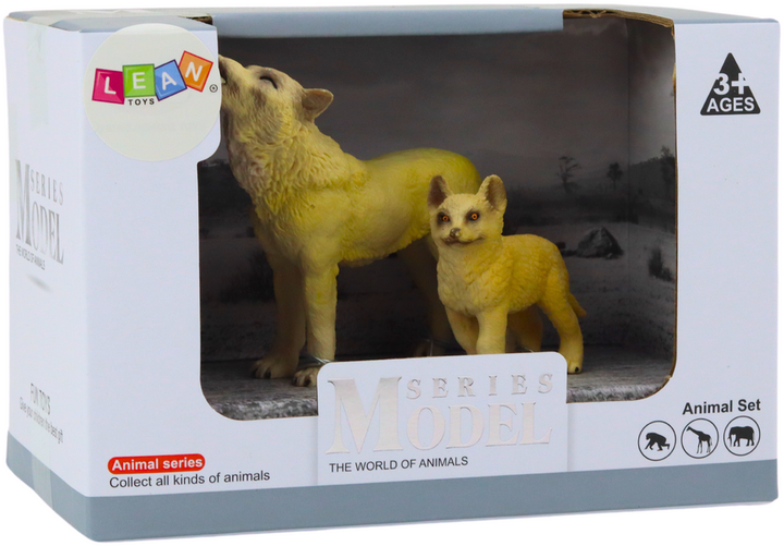Набір фігур Lean Toys Animals of the World Дорослий вовк 9 см + Молодий вовк 6.5 см (5905991020523) - зображення 1
