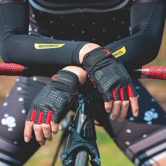 Велорукавички Rockbros з гелевими вставками S169BR S Black-Red (5907769312786) - зображення 5