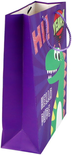 Torebka prezentowa LeanToys Dinozaur Fioletowa 32 x 26 x 10 cm (5905884453254) - obraz 3