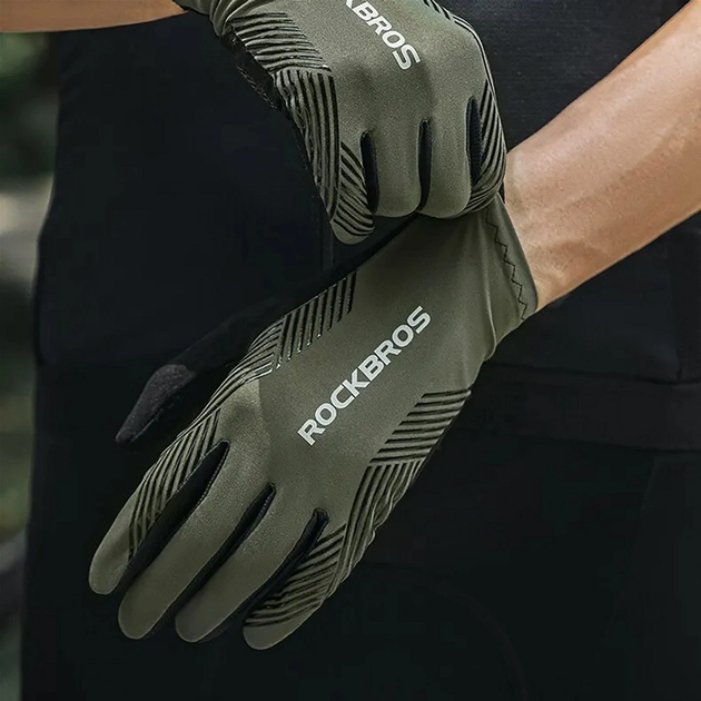 Rękawiczki rowerowe RockBros 16110006003 amortyzujące L Black-Green (5907769362194) - obraz 5
