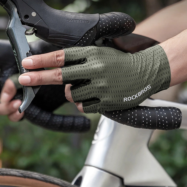Rękawiczki rowerowe RockBros oddychające krótkie M Green (5907769373435) - obraz 2