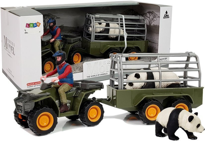Zestaw zabawek Lean Toys Quad z przyczepką i figurką panda 4 elementy (5903802454468) - obraz 1