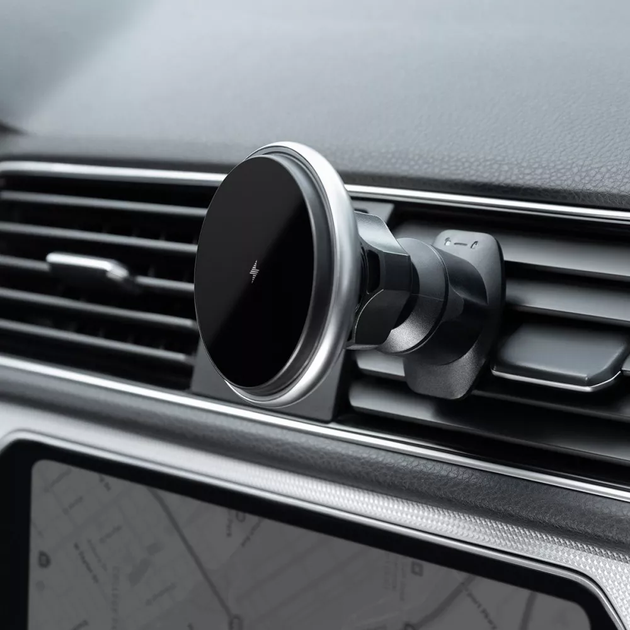 Автомобильный держатель с беспроводной зарядкой Proove Magic Circle 15W, магнитный, на дефлектор, регулировка положения на 360° Silver - Фото 3 Автомобильный держатель с беспроводной зарядкой Proove Magic Circle 15W, магнитный, на дефлектор, регулировка положения на 360° Silver - изображение 3