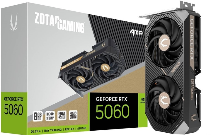 Karta graficzna Zotac PCI-Ex GeForce RTX 5060 GAMING AMP 8GB GDDR7 (128bit) (2550/28000) (HDMI, 3 x DisplayPort) (ZT-B50600F-10M) - obraz 8