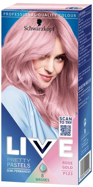 Временная краска для волос Schwarzkopf Live Pretty Pastels P123 Rose Gold - Фото 1 Временная краска для волос Schwarzkopf Live Pretty Pastels P123 Rose Gold - изображение 1
