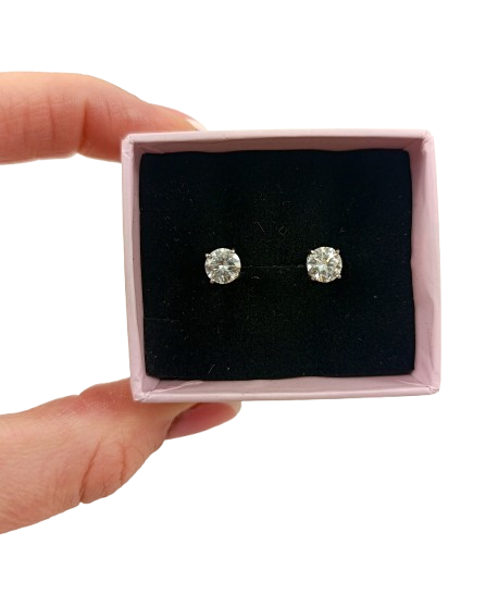 Серебряные серьги-пуссеты с муассанитом 2-1,6 ct 6 мм (Арт.219100/1) - Фото 2 Серебряные серьги-пуссеты с муассанитом 2-1,6 ct 6 мм (Арт.219100/1) - изображение 2