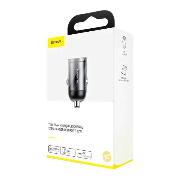 Автомобільний зарядний пристрій Baseus Tiny Star Mini Quick Charge Car Charger USB Port 30W Gray - зображення 2