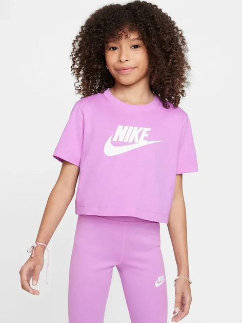Підліткова футболка для дівчинки Nike G Nsw Tee Crop Futura Hbr FZ5548-532 158-170 XL Світло-фіолетова (197602701548) - зображення 1