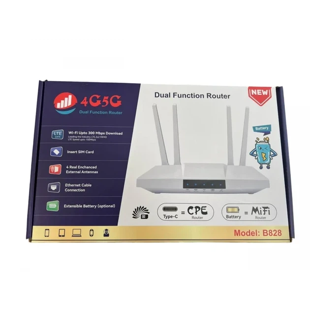 LTE маршрутизатор 4G/5G Wi-Fi роутер B828 (с SIM-картой, аккумулятором и поддержкой Type-C) - изображение 2