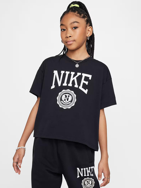 Підліткова футболка для дівчинки Nike G Nsw Tee Graphic Star HM6303-010 147-158 L Чорна (197602727449) - зображення 1