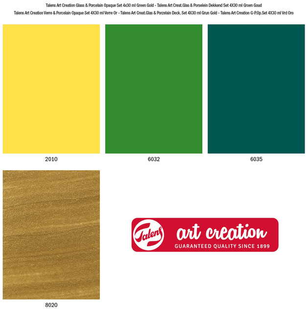 Набір фарб Talens Art Creation Glass & Porcelain Opaque Set Green Gold 4 x 30 мл (8712079442965) - зображення 3
