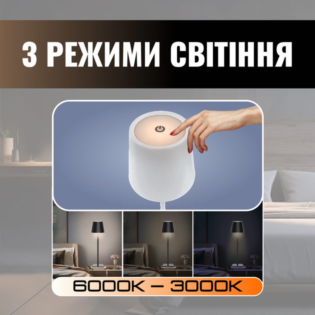 Настольная светодиодная лампа с аккумулятором JoyPro ML‑G01A Белая (4821100000044) - изображение 4