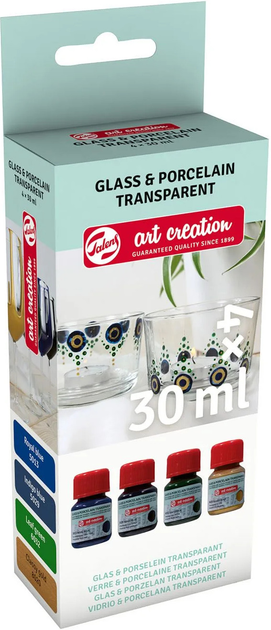 Набір фарб Talens Art Creation Glass & Porcelain Transparent Set Blues 4 x 30 мл (8712079442941) - зображення 2
