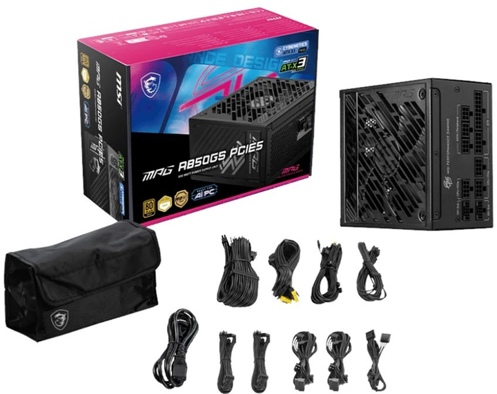 Zasilacz MSI MPG A850GS 850W (306-7ZPFZ11-CE0) - obraz 3