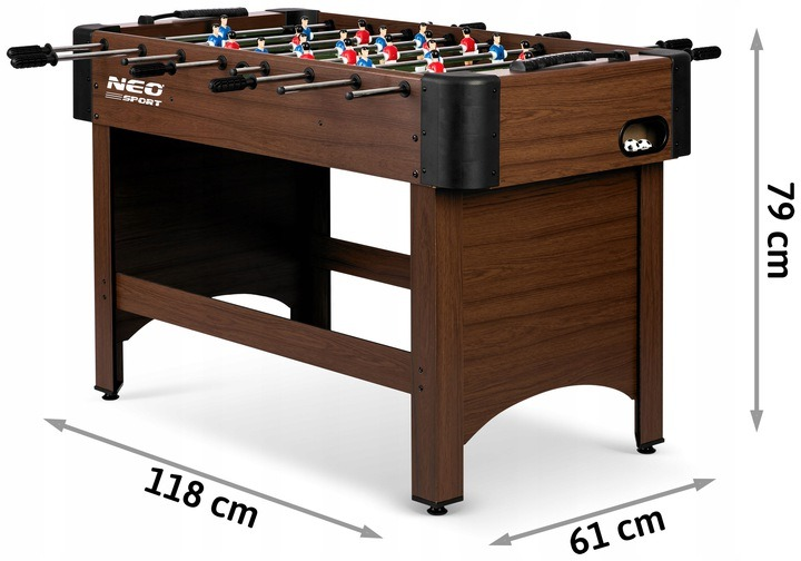Stół do gry Neo Sport w piłkarzyki 118 x 61 x 79 cm ciemny brąz NS-804 (5903890605858) - obraz 5