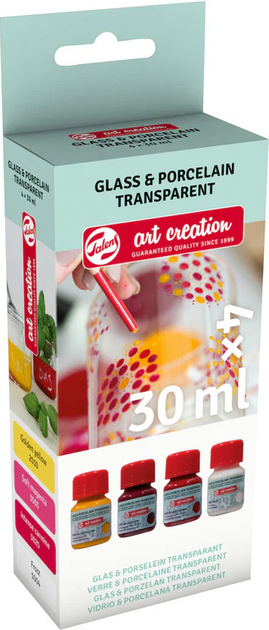 Zestaw farb Talens Art Creation Glass & Porcelain Transparent Set Pink Frost 4 x 30 ml (8712079442958) - obraz 2