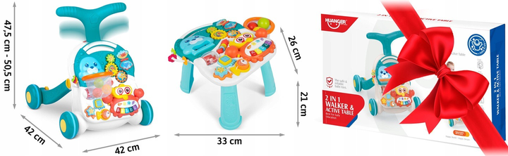 Pchacz interaktywny RICOKIDS 3 w 1 chodzik i stolik edukacyjny RK-810 biało - niebieski (5903890607159) - obraz 9