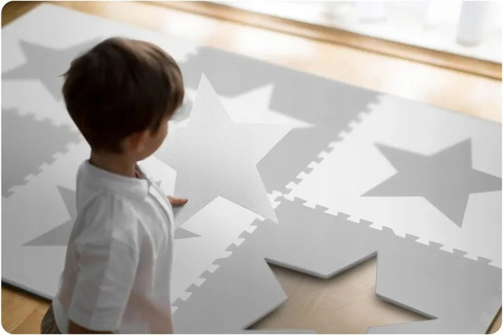 Дитячий килимок з пінопласту RICOKIDS шахівниця 180 x 180 см 9 шт зірки сірий (5903890604127) - зображення 6