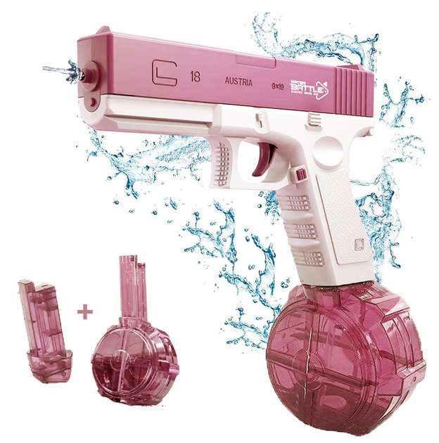 Водяний пістолет UKBOO акумуляторний електричний Water Gun Glock, 2 обойми, рожевий ( LK-1- P) - зображення 2