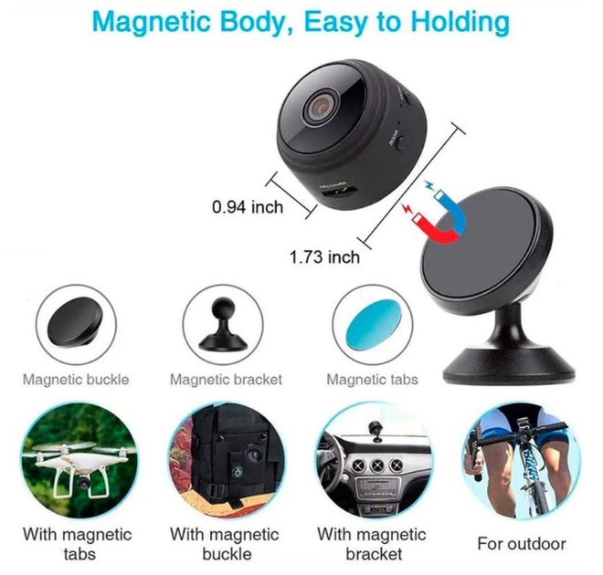 Мини IP камера A9 Wi-Fi HD ночное видение, беспроводная, с датчиком движения скрытого наблюдения, черна - изображение 4