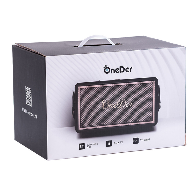 Портативна Bluetooth колонка OneDer D6 40 Вт, ретро-дизайн, 5000 мАг, коричневий - зображення 8
