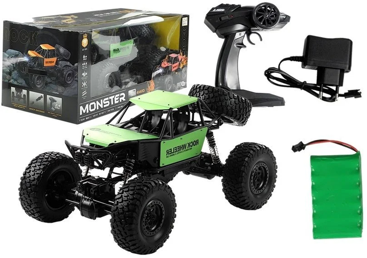 Auto zdalnie sterowane Lean Toys Monster Truck Jeep na resorach 1:8 Zielone (4388) (5907625582285) - obraz 6