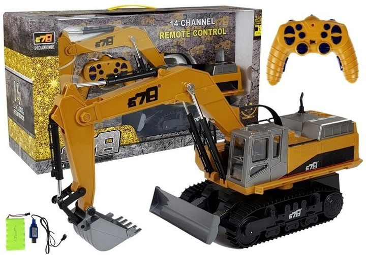 Екскаватор на радіокеруванні Lean Toys 2.4G з підсвічуванням Жовтий 52х28 см (4526) (5905884453940) - зображення 2