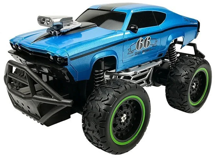 Auto zdalnie sterowane Lean Toys z wysokimi kołami 6.5 km/h Błękitne 23.5x14x12 cm (6652) (5904665996607) - obraz 3