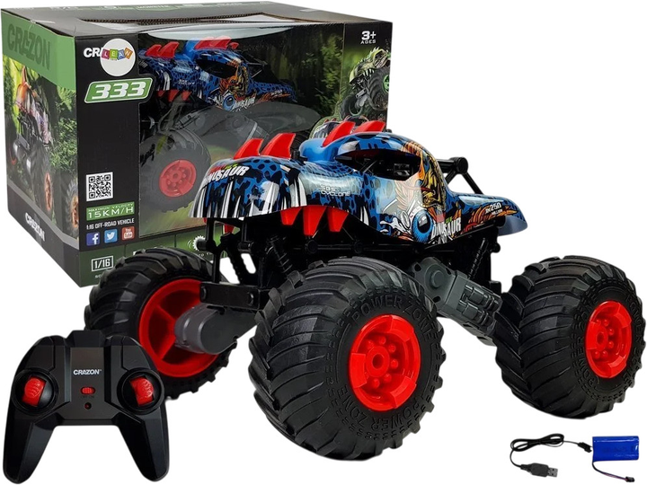 Auto terenowe zdalnie sterowane Lean Toys Dinozaur 2.4G 1:16 29x26x24 cm (9023) (5904204750103) - obraz 2