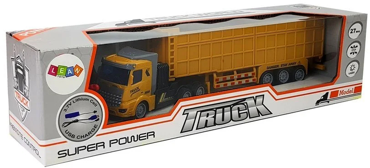 Ciężarówka z przyczepą zdalnie sterowana Lean Toys 27 MHz 1:48 Żółta (9081) (5904204750943) - obraz 1