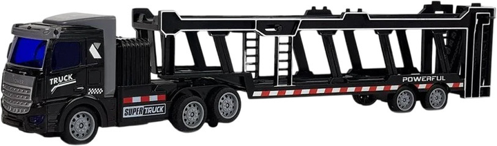 Ciężarówka z przyczepą zdalnie sterowana Lean Toys z efektem świetlnym Czarna (9078) (5904204750912) - obraz 3