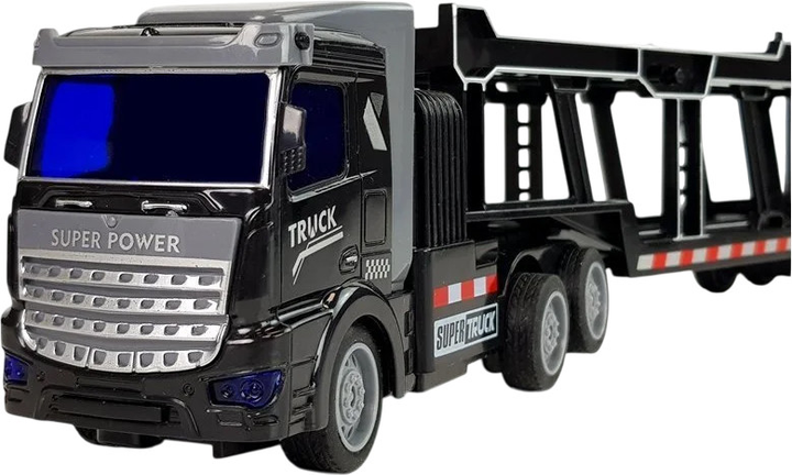 Ciężarówka z przyczepą zdalnie sterowana Lean Toys z efektem świetlnym Czarna (9078) (5904204750912) - obraz 4