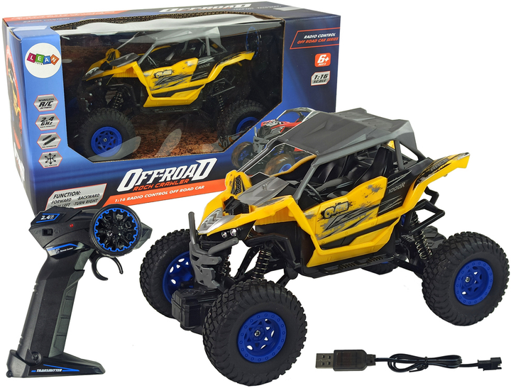 Auto zdalnie sterowane terenowe Lean Toys Off-road 2.4 GHz 1:16 Żółte (9389) (5904204754057) - obraz 2