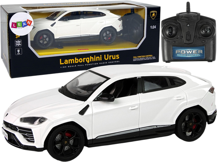 Auto zdalnie sterowane Lean Toys Lamborghini Urus ze światłami 1:24 2.4G Białe (9733) (5904204756693) - obraz 2