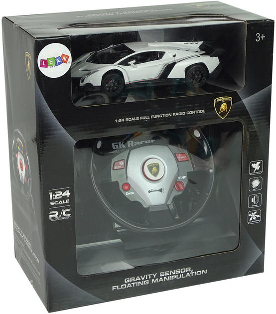 Машинка на радіокеруванні Lean Toys Lamborghini Veneno зі світлом 1:24 2.4G біла (9743) (5904204756792) - зображення 1