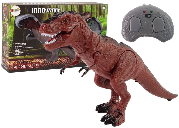Dinozaur zdalnie sterowany Lean Toys Tyranozaur Rex ze dźwiękiem brązowy (12439) (5905214970260) - obraz 2