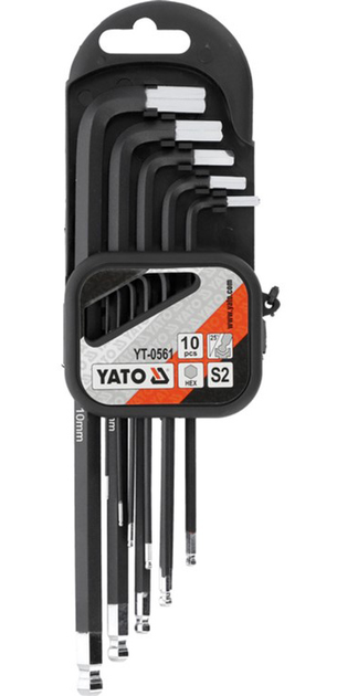 Ключі 6-променеві TORX TR з отвором YATO T- образні Т10-Т50 двосторонні 9 шт (YT-05615) - зображення 2