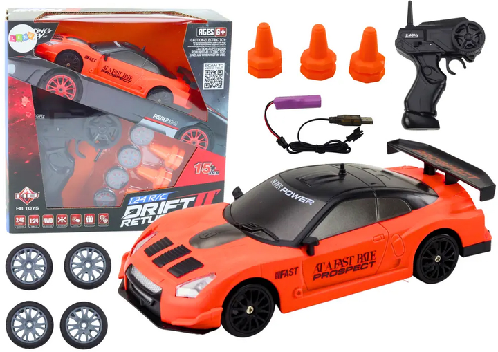 Auto zdalnie sterowane Lean Toys Drift Returns 1:24 Pomarańczowe (20244) (5905991025276) - obraz 3