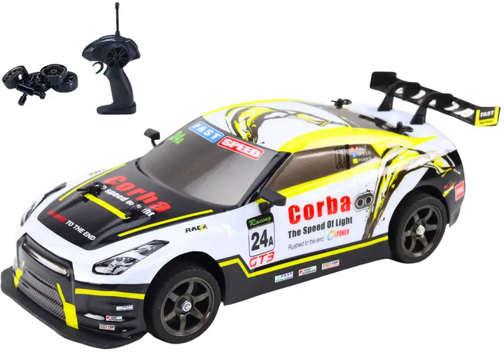 Auto zdalnie sterowane Lean Toys World Top Drift 1:16 Biało-żółte (20958) (5905991034995) - obraz 3
