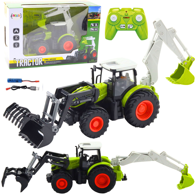 Traktor zdalnie sterowany Lean Toys 2w1 z obrotową łyżką 2.4G (21203) (5905991036982) - obraz 2