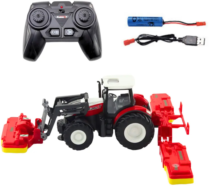 Traktor rolniczy zdalnie sterowany Lean Toys z kosiarkami do trawy 2.4G (21204) (5905991036999) - obraz 4