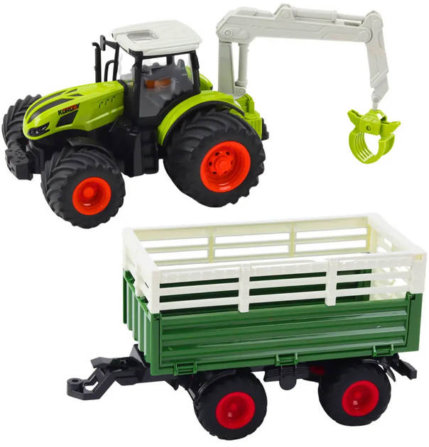Traktor rolniczy zdalnie sterowany Lean Toys z przyczepą i chwytakiem 2.4G (21205) (5905991037002) - obraz 4